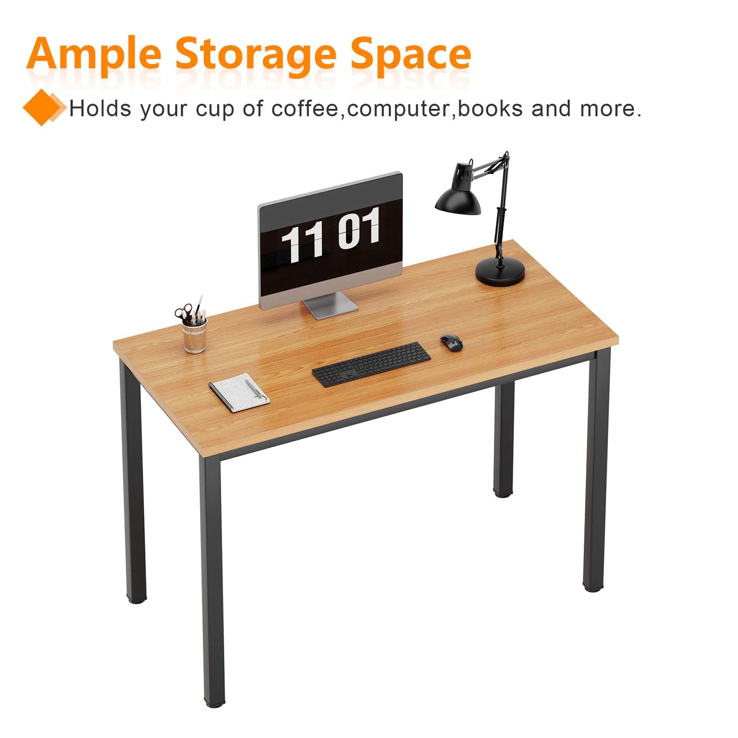 Need computer desk 100x60 cm, PC desk, office desk, work desk, dining table for home office, teak & black AC3BB-100.