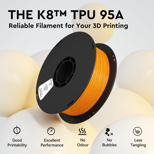 kexcelled TPU 95A filament, flexible and soft, excellent elasticity, 1.75mm 1kg spool, 3D printer material, vacuum sealed, for FDM printers, red.