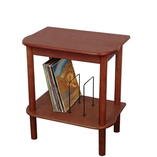 VOSTERIO wooden stand for vintage devices，Manchester furniture record player table in mid-century retro design，retro table wooden furniture for record player with storage for vinyl records
