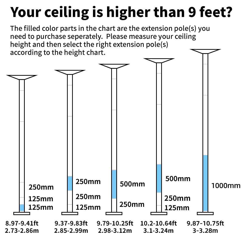 PRIOR FITNESS Extension for Pole Dance - Accessories of 125 mm / 250 mm / 500 mm, for 45 mm extension tube. Extension tube only included (Silver, 500 mm).