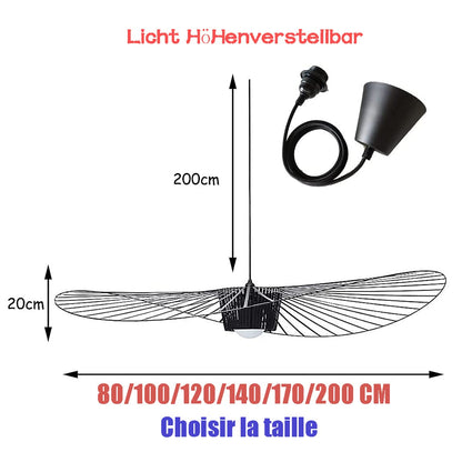 Vertigo Lamp 80cm Black, hanging lamp pendant chandelier living room pendant chandelier Modern Vintage Lustre Fiberglass + Black Pu Creative Hat Lamp Retro Living Room Lamp, Noir, 80cm