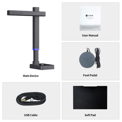 CZUR Shine Ultra Pro | Portable document scanner 24 MP document camera A3 book scanner OCR scanner Visualizer with fill light for home office online teaching Windows & macOS available