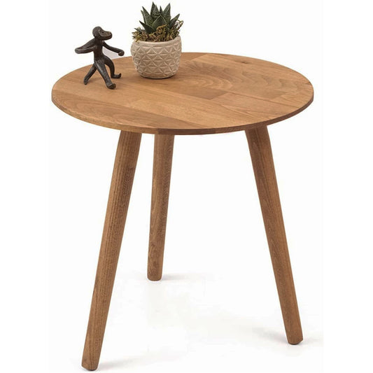 Gozos Oviedo Round Coffee Table, Stylish solid beech wood side table with easy assembly - Solid living room table - Vintage sofa table Ø 40 cm.