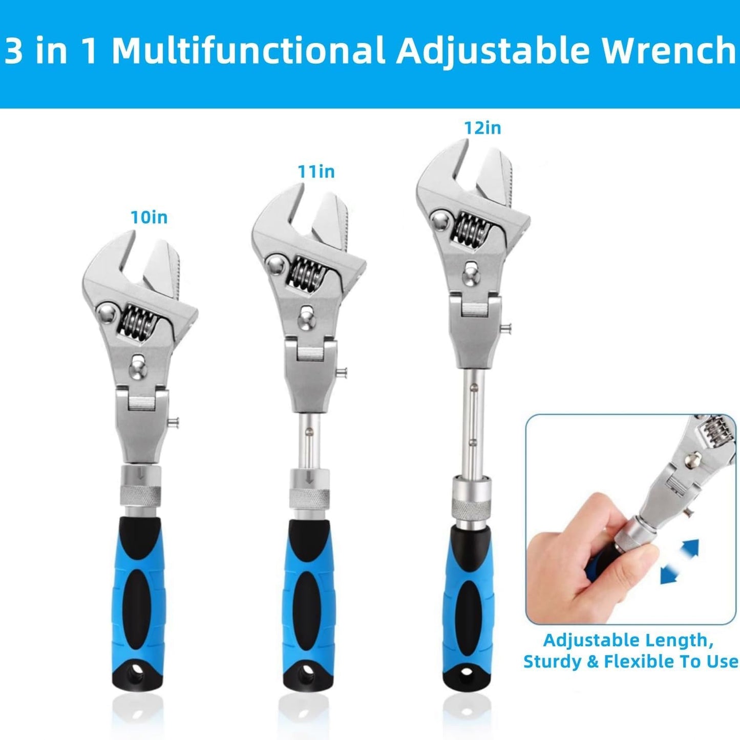 JTZXJJX Flexhead Adjustable Wrench, multifunctional, adjustable quick pipe wrench, repair tool