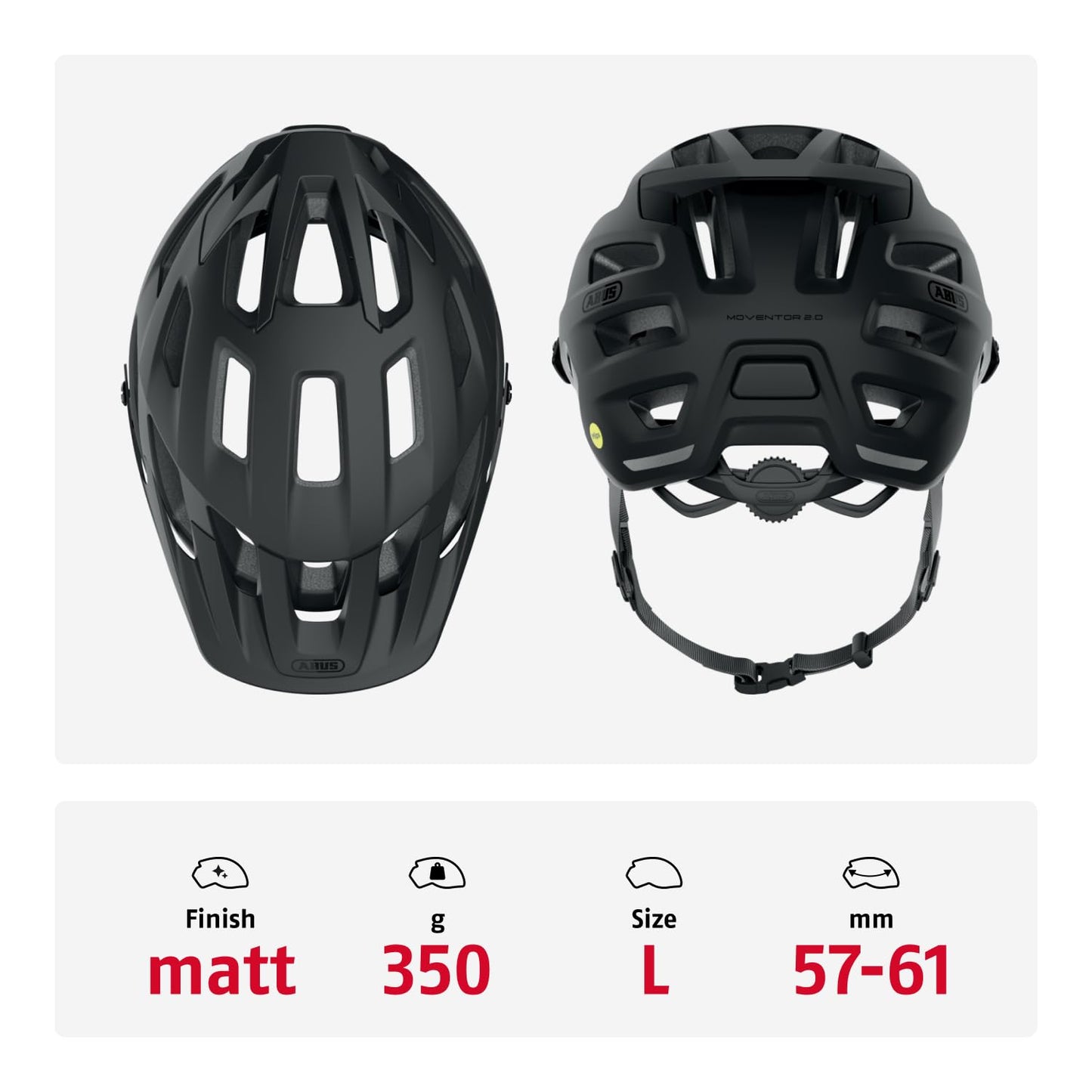 ABUS MTB helmet Moventor 2.0 MIPS - cycling helmet with impact protection for off-road use on the mountain bike - all-mountain helmet for women and men - black matt, L