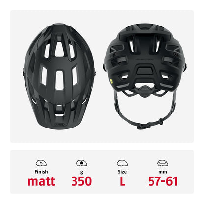 ABUS MTB helmet Moventor 2.0 MIPS - cycling helmet with impact protection for off-road use on the mountain bike - all-mountain helmet for women and men - black matt, L