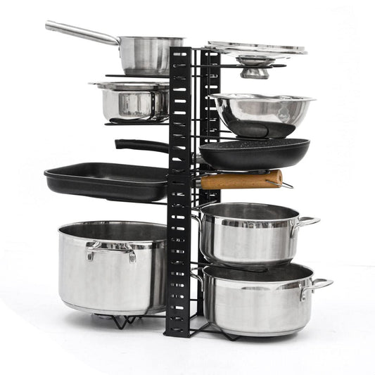 MAKLIK Telescopic Pan Rack with 12 Shelves - Lid Organizer Kitchen Accessory - Pot Organizer Cabinet Drawer Organization System Kitchen Organizer Pan Divider Pot Lid Holder Pot Rack