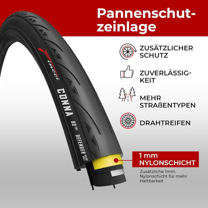 Fincci 28 Inch Bicycle Tires - Pair of 23-622 700x23c Tires with 28 Inch Bike Tubes and 1mm Puncture Protection, 60 TPI, for Road Bike, City Riding, Touring Bike Race, e Bike, 2 Pack Bike Accessories.