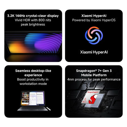 XIAOMI Pad 7 Tablet+Pen, 11.2-inch, 8+128GB, Grey, 3.2K 144Hz Display, Snapdragon 7+ Gen 3, 8850mAh Battery, 45W TurboCharge, HyperAI, Quad Speakers, Seamless Desktop-like Experience