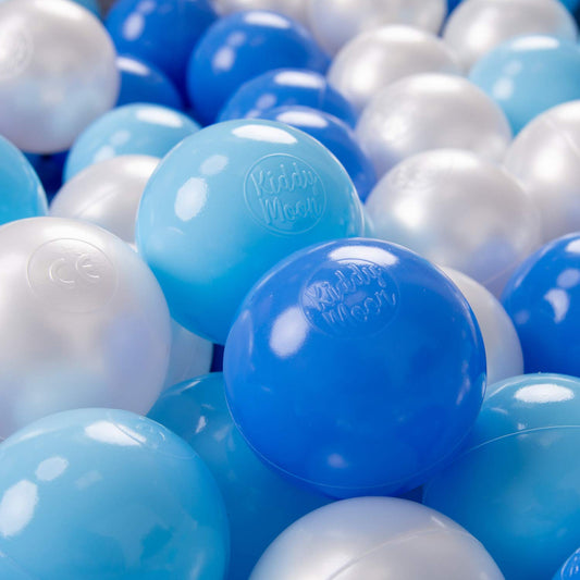 KiddyMoon 700 ∅ 7Cm Kids Balls Play Balls For Ball Pit Baby Plastic Balls Made In EU, Baby Blue/Blue/Pearl