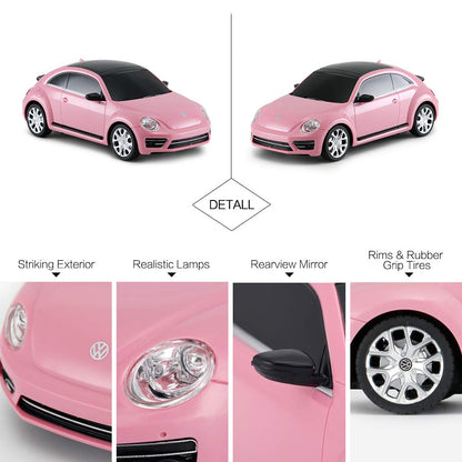 Rastar remote-controlled Volkswagen Beetle, scale 1:24, kids' remote-controlled racing car, pink toy car for kids/girls/toddlers.