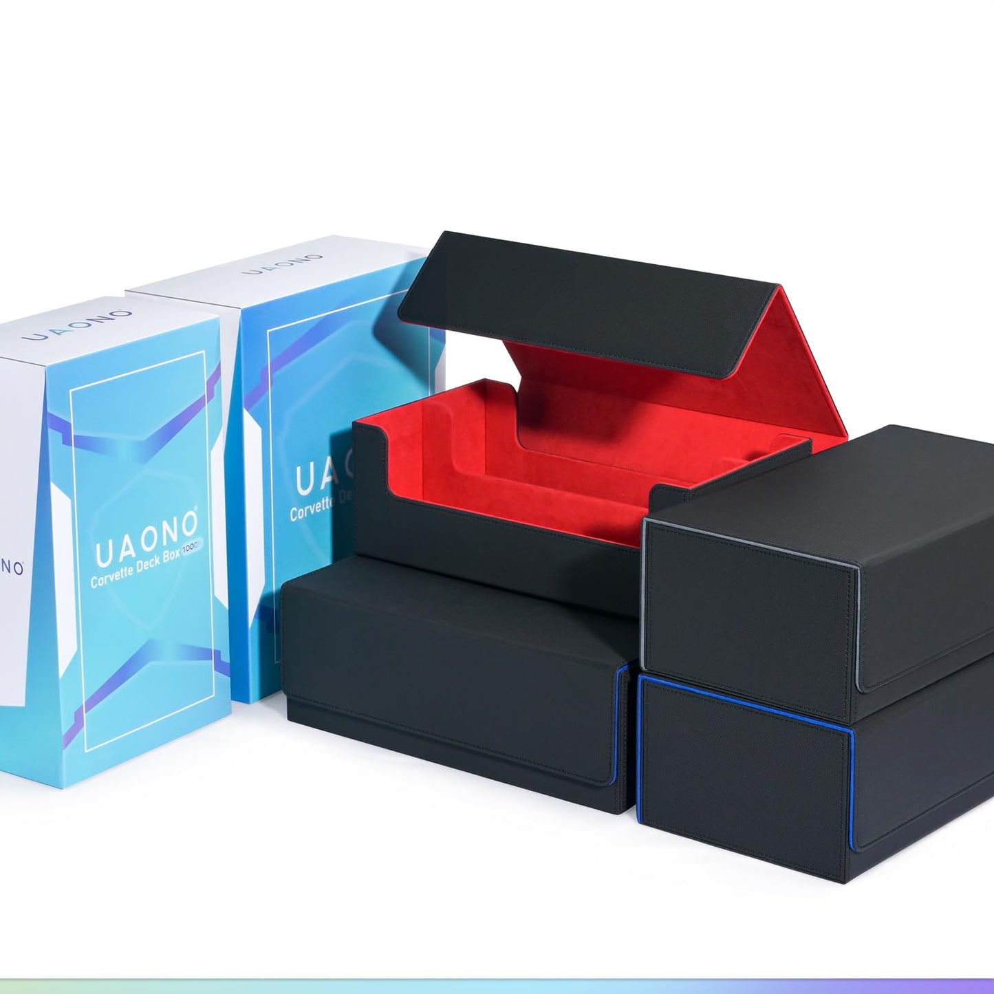 UAONO Collectible Card Storage Boxes for 1200+ cards, Premium Magnetic Deck Boxes, Leather Deck Case with Dividers, Trading Card Deck Boxes for TCG Magic the Gathering YuGiOh Cards (Black)