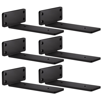 zhongko Shelf Bracket 6Pcs Heavy Duty Angle 12 Inch for Wood Plank Shelf Brackets Black Heavy Duty Metal L Shelf Bracket for Wall Mounted (Black, 12in-6pcs)