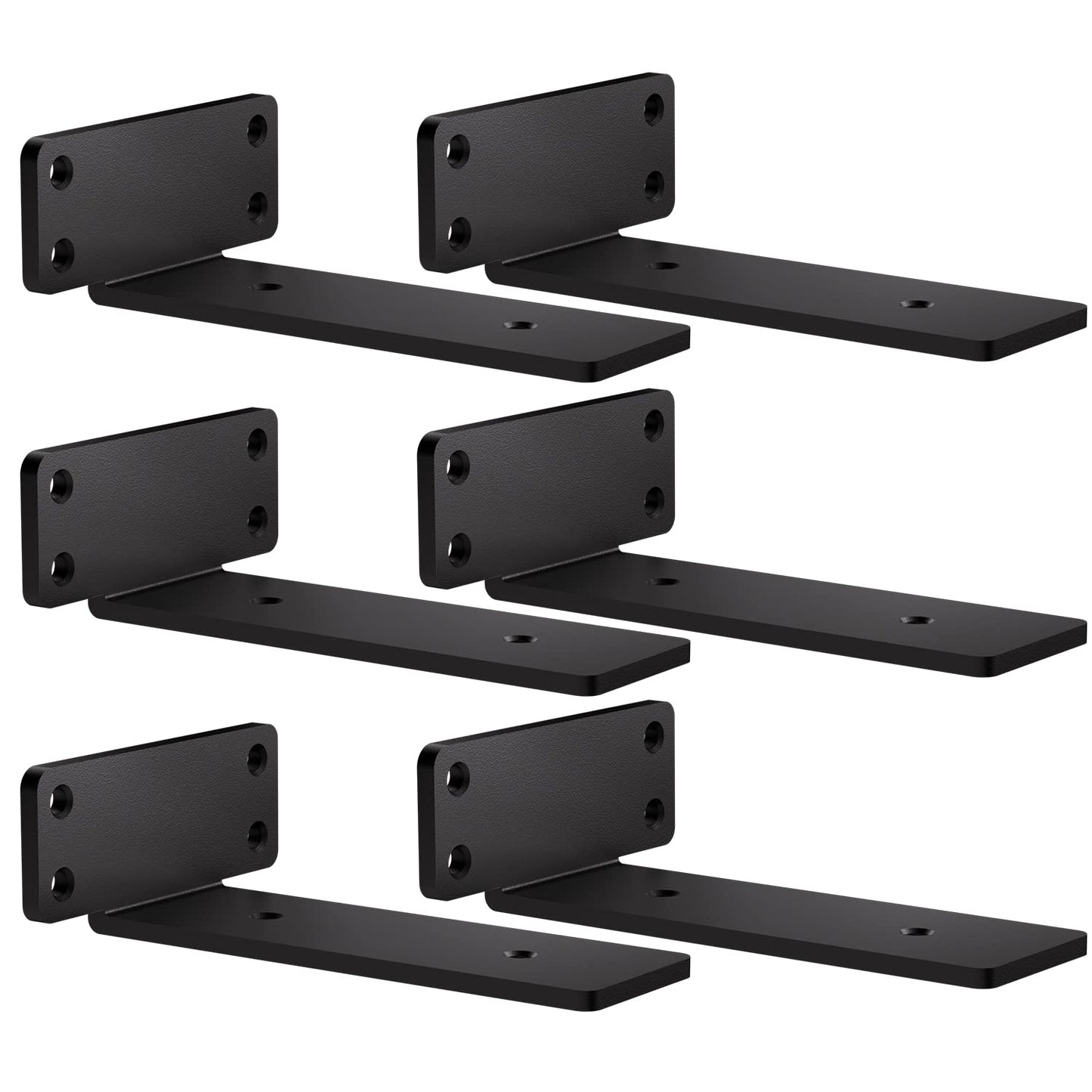 zhongko Shelf Bracket 6Pcs Heavy Duty Angle 6 Inch for Wood Plank Shelf Brackets Black Heavy Duty Metal L Shelf Bracket for Wall Mounted (Black, 6in-6pcs)