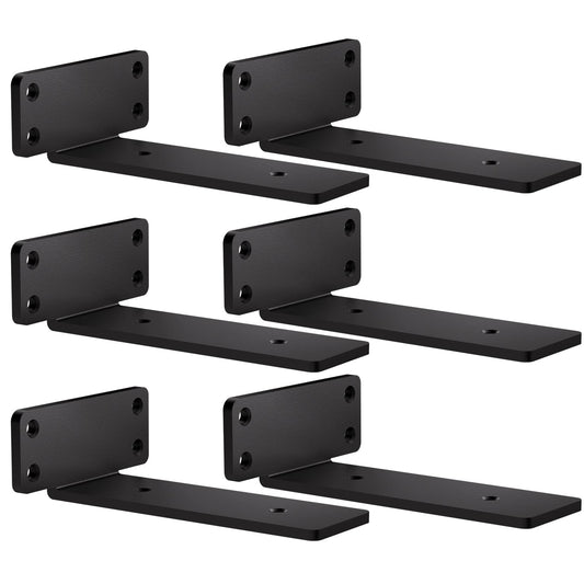 zhongko Shelf Bracket 6Pcs Heavy Duty Angle 6 Inch for Wood Plank Shelf Brackets Black Heavy Duty Metal L Shelf Bracket for Wall Mounted (Black, 6in-6pcs)
