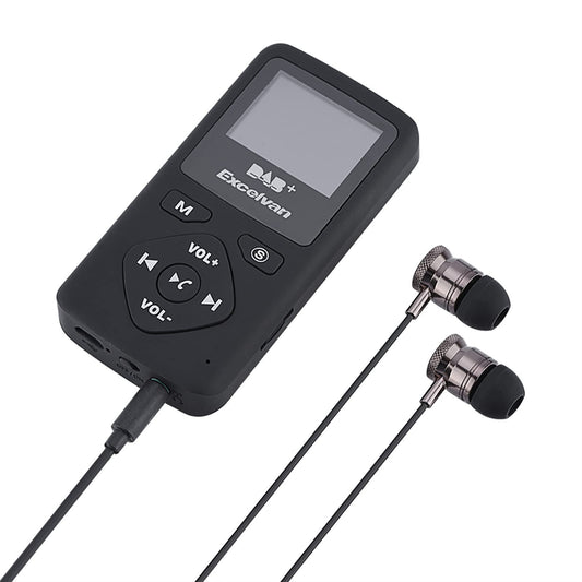 Portable DAB/DAB+ radio, Bluetooth MP3 player with headphones, support for TF card, pocket digital radio receiver for hiking, sports, outdoor activities.