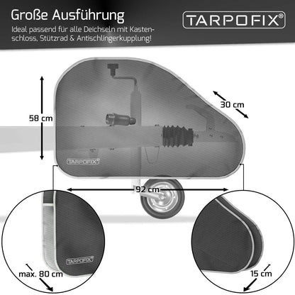Tarpofix® hitch cover for caravans | Trailer hitch cover with double-click fastener | Trailer coupling cover waterproof | Universal cover for trailer hitch | Hitch protection cover for vehicles