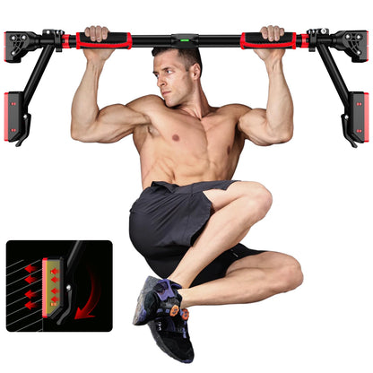 MERUYOO Pull-up bar for door frames to hang in without screws and no slipping, professional door frame pull-up bar with padded grips (black, S 78cm-98cm)