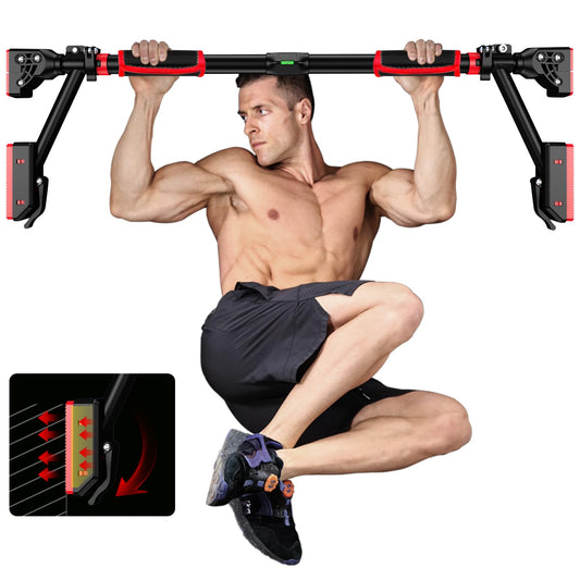 MERUYOO Pull-up bar for door frames to hang in without screws and no slipping, professional door frame pull-up bar with padded grips (black, S 78cm-98cm)