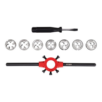 BULL Thread Cutting Tool Set 32-piece M3-M12 HSS-G, For metric internal and external threads, ISO standard compliant for professionals, extensive set HGB sets.