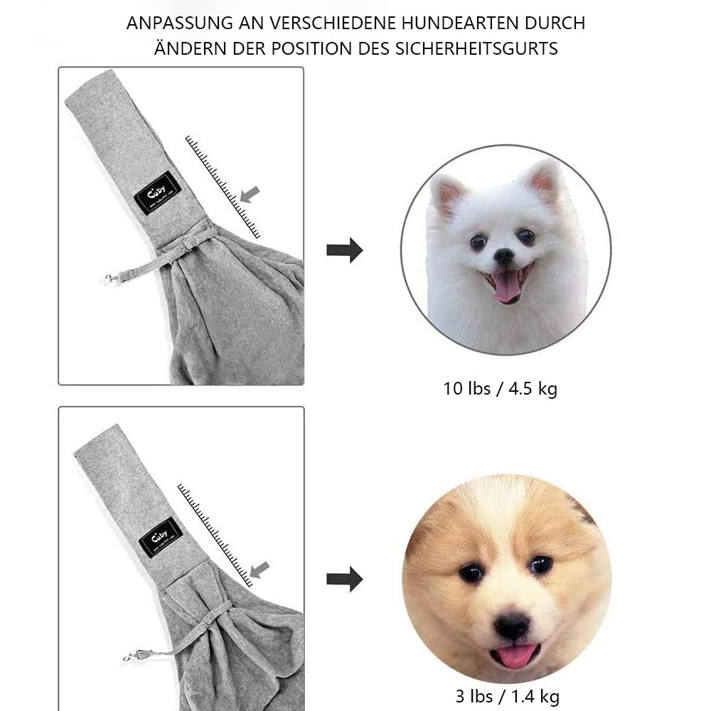 CUBY Summer Sling Pet Carrier Small Dog Cat Single Shoulder Pet Bag for Traveling Dog Carrier Bag (Gray)