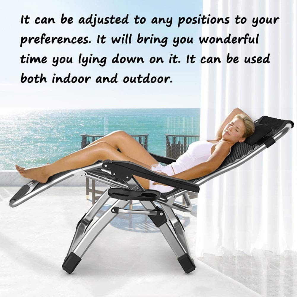 DQCHAIR deck chairs, recliners, zero gravity loungers, chaise lounges, garden rocking chairs for beach camping. Supports up to 200 kg (Color: Gray).