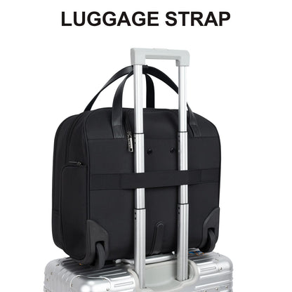 EMPSIGN Trolley Business Rolling Laptop with wheels, Rolling laptop bag for women fits up to 15.6 inch laptop, Rolling briefcase on wheels, Water resistant, with RFID pockets, black