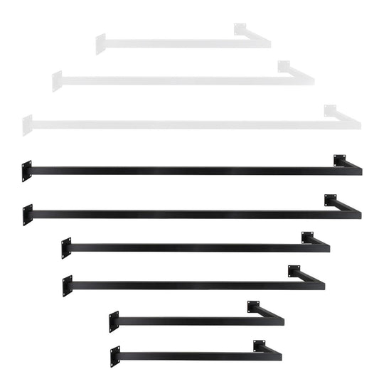 Natural Goods Berlin 1x Clothes rail CORNER wall mounting - L-shaped coat rack for hallway, bathroom or kitchen (Black, 90x30cm) - Corner wardrobe made of stainless steel in minimalist design