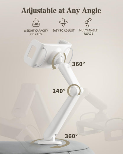 SAIJI Tablet Pillow Holder, 360° Adjustable Kindle Holder iPad Stand Bed with Flexible Dual Axis Arm, Tablet Mount for iPad, iPhone, Kindle and all devices from 4.7"-15.6" (Gray)