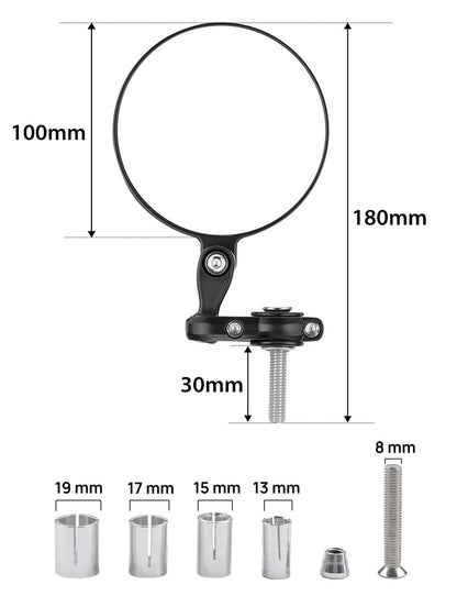 KEMIMOTO CNC Motorcycle Mirrors, E24 Certified, 360° Rotatable, Round Handlebar End Mirrors, Compatible with Scooter, Roller- Sturdy Aluminum Alloy