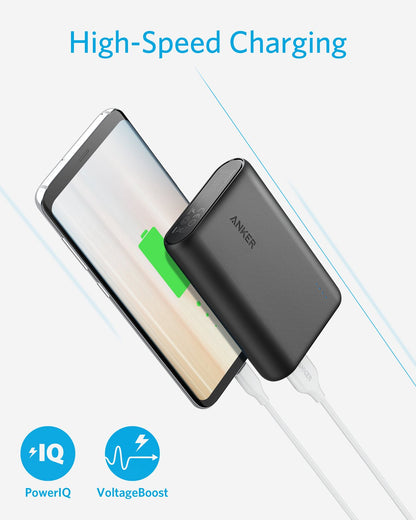 Anchor Powerbank PowerCore 10000mAh, the small and lightweight external battery, compact for iPhone XS Max/XR/XS/X/8/8Plus/7/6s/6Plus, iPad, Samsung Galaxy, and other smartphones (Black)