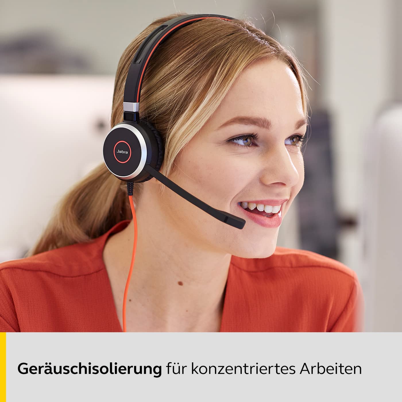 Jabra Evolve 40 MS Mono Headset - Microsoft Teams certified headphones for VoIP softphone with passive noise-cancelling - USB-C cable with call control - black