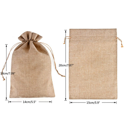 CLTPY 30 Pieces Burlap Bags 15x20 cm with Drawstring, Gift Bags Cotton Bags for Advent Calendar, Jewelry Wedding Party Favors Christmas