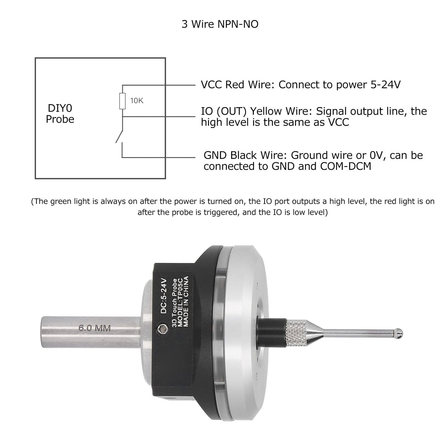 ZHXH CNC 3D Touch Probe Edge Finder, DC 5~24 V Professional High Precision Universal 3D Sensor Probe for locating central Desktop CNC probe, locator tungsten steel ball, compatible with Mach3
