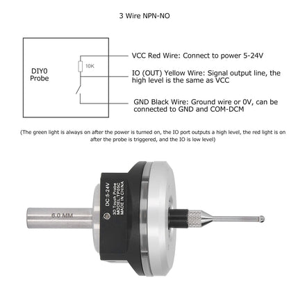 ZHXH CNC 3D Touch Probe Edge Finder, DC 5~24 V Professional High Precision Universal 3D Sensor Probe for locating central Desktop CNC probe, locator tungsten steel ball, compatible with Mach3