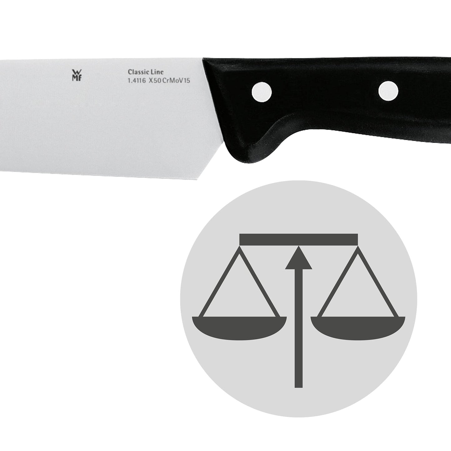 WMF Classic Line Chinese Chef's Knife 31.5 cm, kitchen knife, special blade steel, plastic handle, blade 18.5 cm