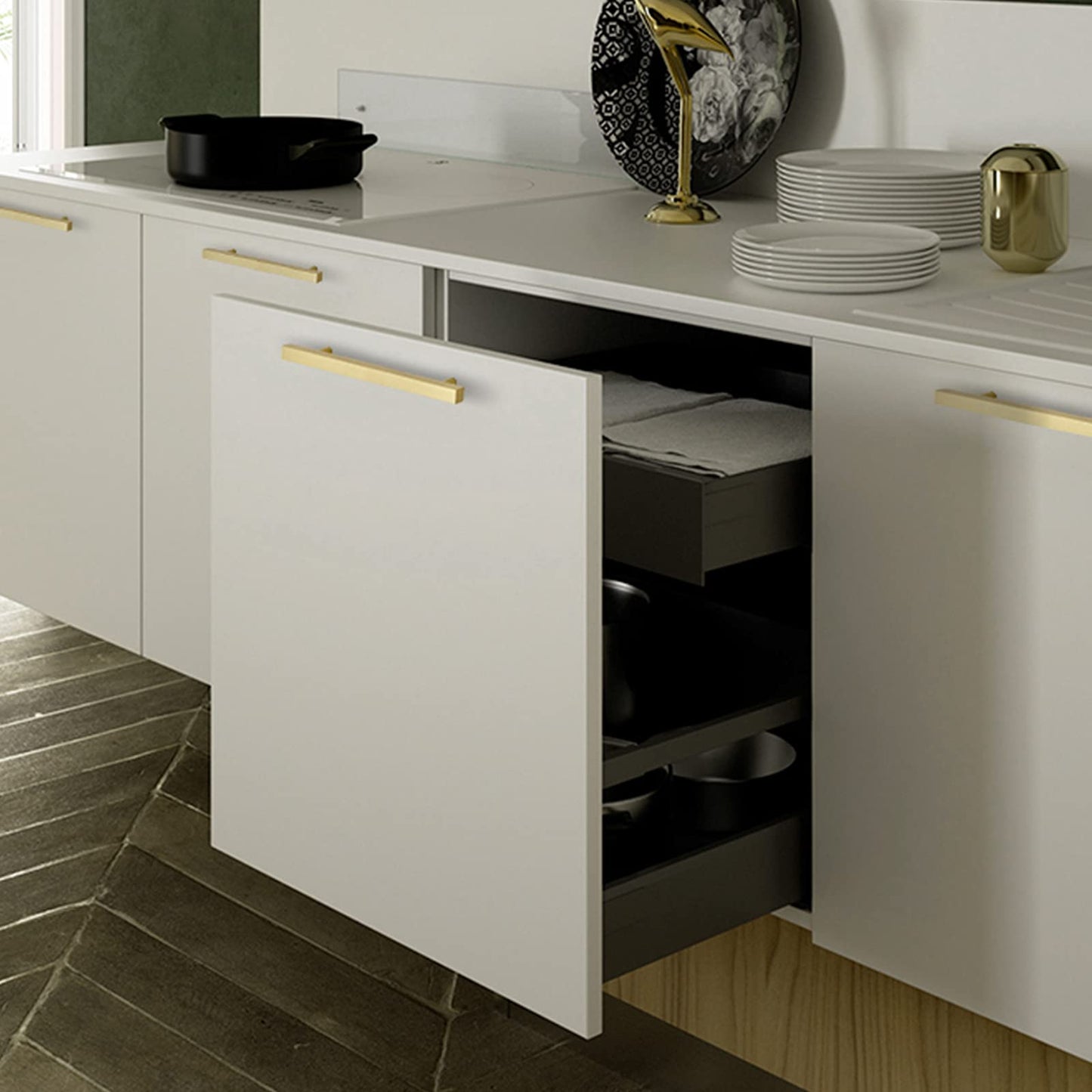 Goldenwarm 10-Pack Cabinet Handles - Stainless Steel Gold 256mm LS1212GD256 - Brass Drawer Pulls