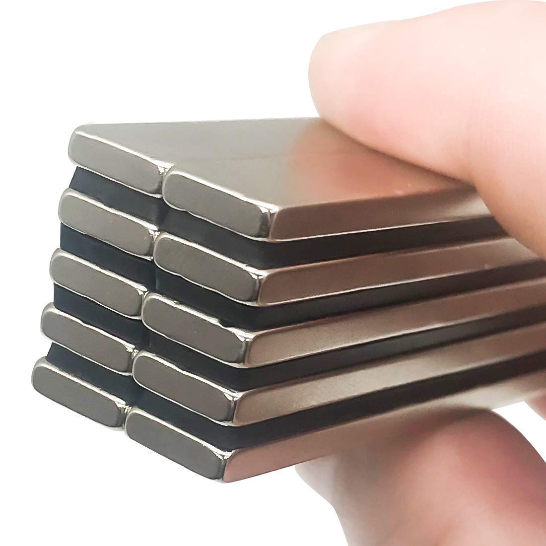 FINDMAG Strong Magnets, 12 pieces 60 x 10 x 3 mm Neodymium Magnets, Extra Strong Refrigerator Magnets with Double-Sided Adhesive Tape, Whiteboard Magnets for Magnetic Board, Iron Tools, Wood, Glass, Cloth, Plastic.
