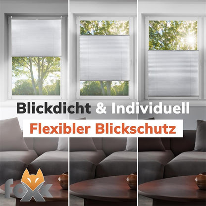 Pleated blind clamp fix [Gray, 90x220 cm] without drilling for door & window, foldable blind with easy installation/Provides optimal privacy and sun protection, ideal for sun protection