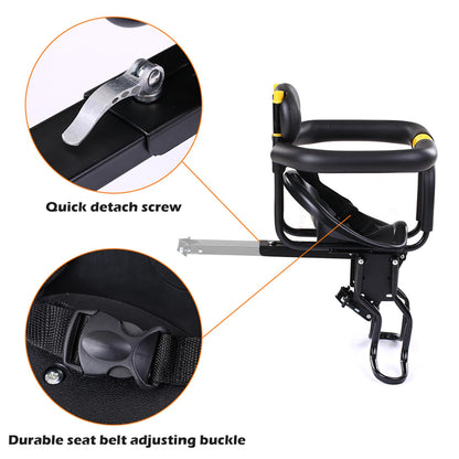 Lixada front bike seat for kids, child safety, with pedals, mount for road bike and MTB.