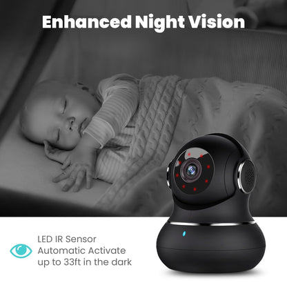 litokam Little Elf Surveillance Camera, 2K Baby Monitor Camera with Motion Detection, WiFi Camera Surveillance Indoors with Night Vision, 360° Dog Camera with APP 2-Way Audio, for SD & Cloud Storage