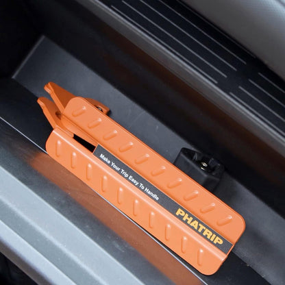 PHATRIP Car Doorstep Folding Car Door Pedal Foldable Ladder Easy to Access Roof Universal Doorstep Fits vehicles with U-shaped latches SUV, Jeep, RV, Orange, Alloy Steel