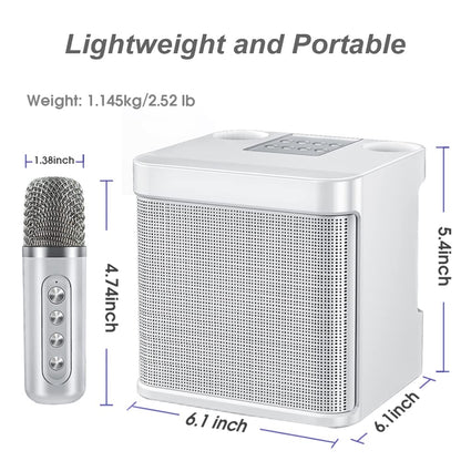 Karaoke machine with 2 microphones, Bluetooth karaoke system, wireless karaoke setup, speaker with karaoke microphone, karaoke set for parties, events, supports Bluetooth, AUX, USB/TF (white)