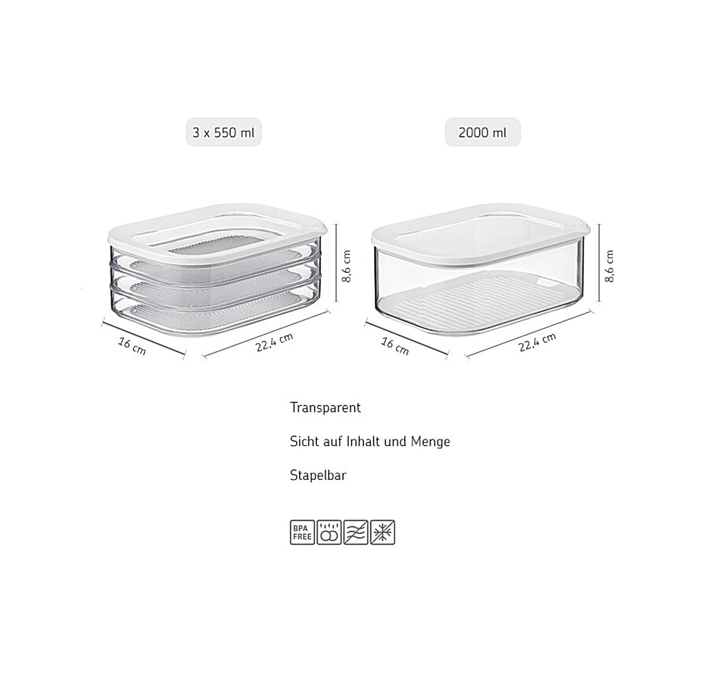 Mepal 2-piece Fresh-keeping container Starter Set Meat and Cheese Modula storage container - ideal for storing food - dishwasher safe, Nordic Green