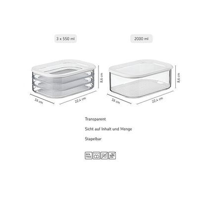 Mepal 2-piece Fresh-keeping container Starter Set Meat and Cheese Modula storage container - ideal for storing food - dishwasher safe, Nordic Green