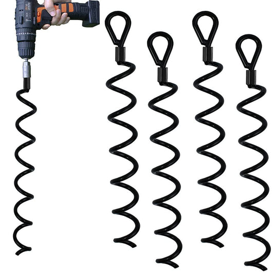 Jayzod 46cm Spiral Earth Ground High Performance Shed Anchor Kit. Ideal for dog tether post, securing animals, tents, awnings, sheds, carports, swing sets. 4 pack.