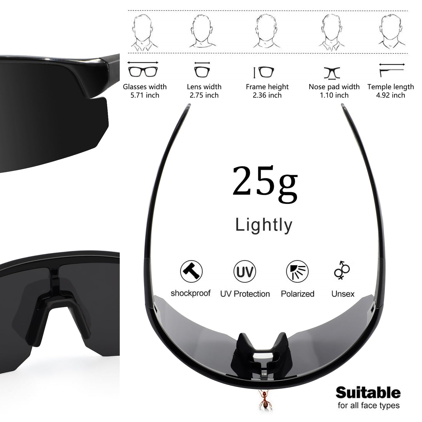 BangLong bike glasses polarized sunglasses for men and women, UV400 protection sports eyewear for fast, running, racing bike, biker, MTB glasses, cycling windproof glasses.