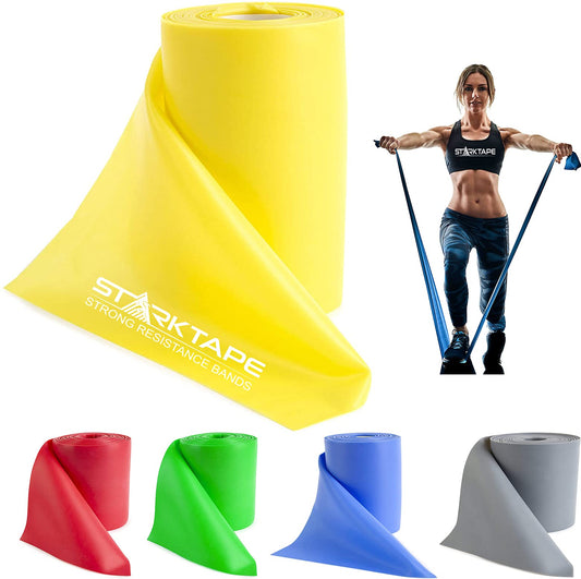 Strong tape Resistance Bands Latex-free  - Professional fitness bands for home training, physiotherapy, pilates, strength training, and rehabilitation - 23 meters Yellow