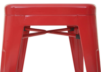 Mendler 4-piece set bar stools HWC-A73, bar chair counter stool, metal industrial design stackable - red.