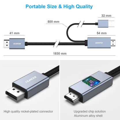 BENFEI HDMI to DisplayPort Cable 6ft, HDMI to DisplayPort Monitor compatible with PC graphics card laptop PS5 Xbox One (360) supports 4K@60Hz 2K@144Hz 1080P@165Hz